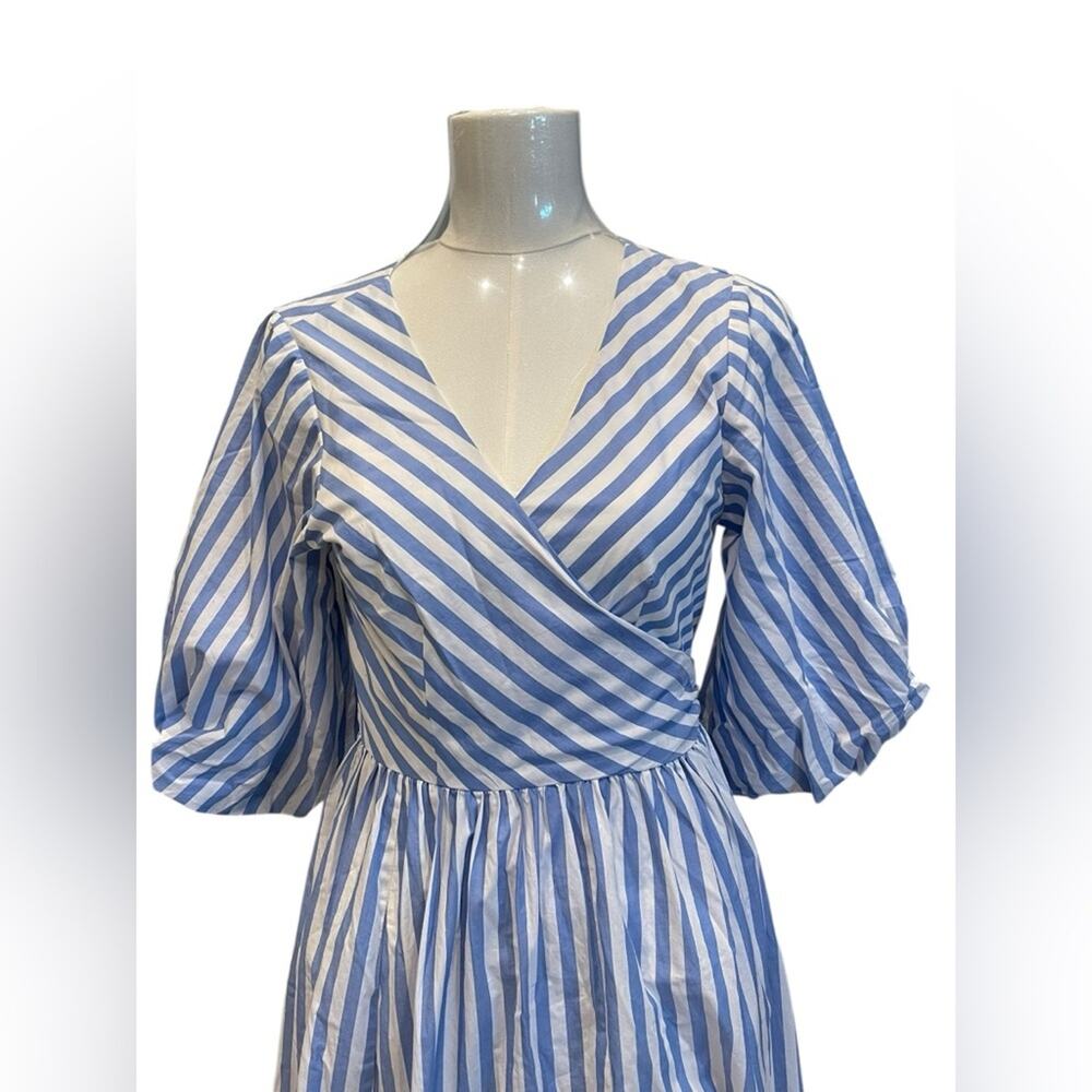 Staud Jodie Stripe Wrap Midi Dress Size:M - Picture 6 of 12